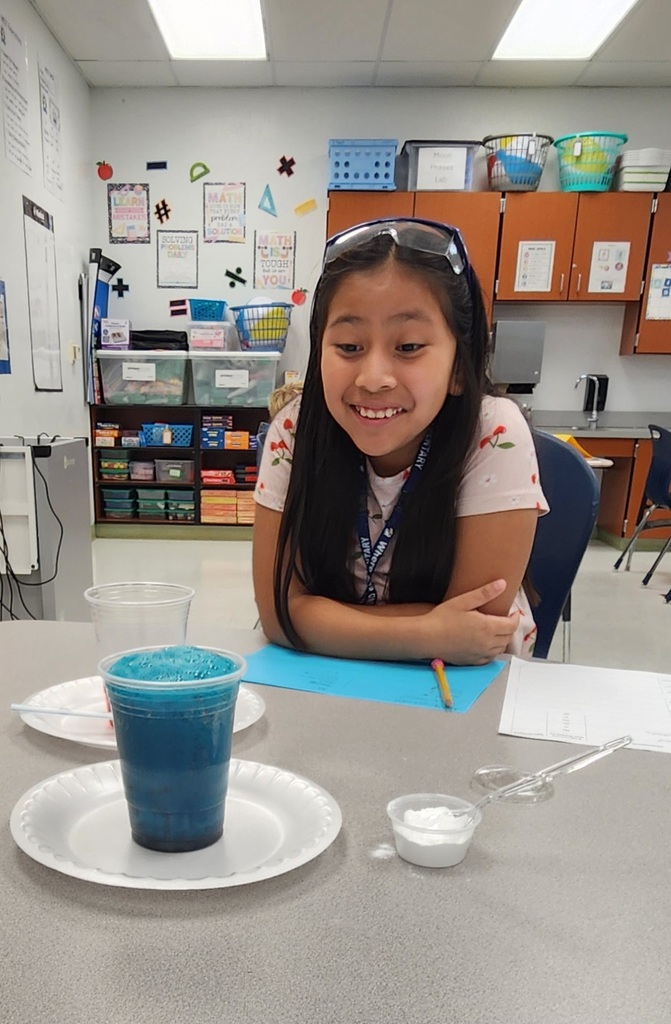 Hastings class completes an experiment using mystery powders and solunters to create chemical reactions