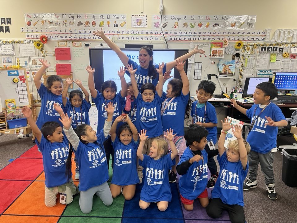 Students and staff wear blue for trustworthiness during Character Counts Week