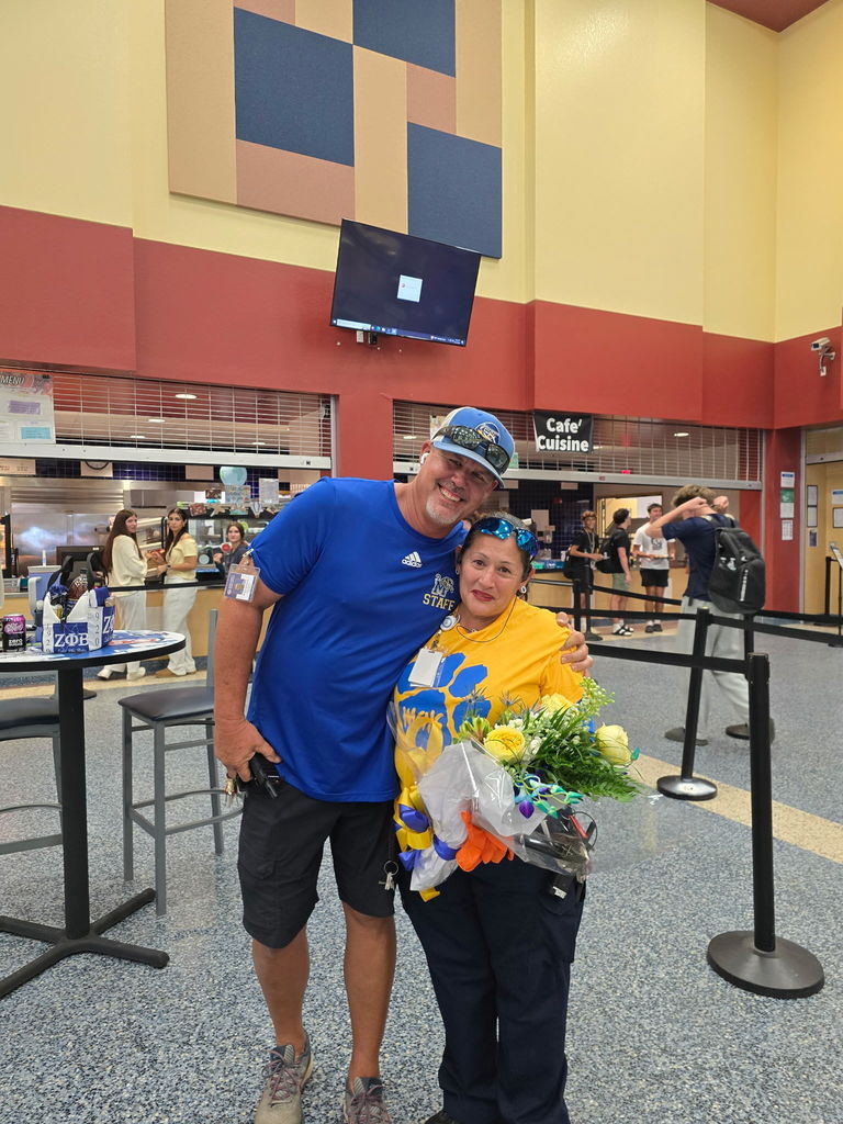 MCHS School-Related Employee of the Year - Norma Andrade with MCHS Plant Operator - Brett Hawkins