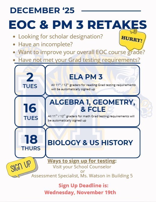 MCHS December 2025 EOC & PM 3 Retakes