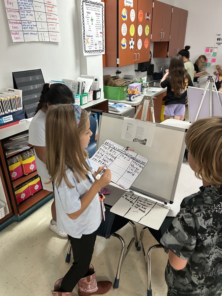 HSE grade 3 students engaged in a gallery walk