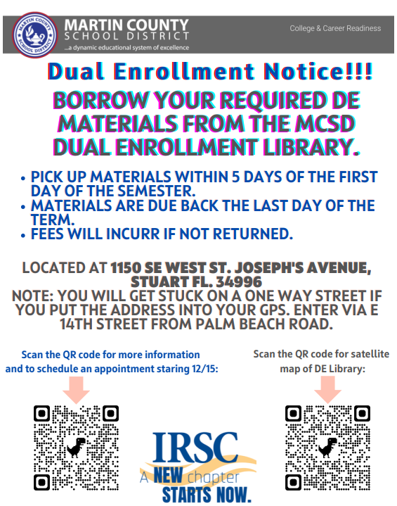 MCSD Dual Enrollment Materials Notice