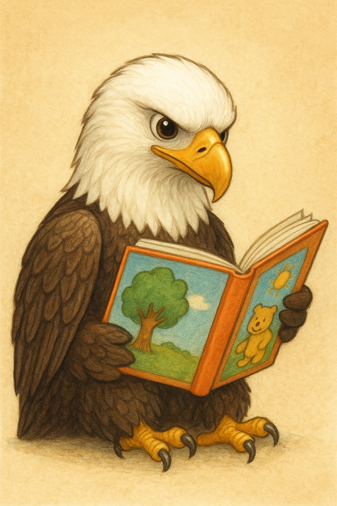 AI generated eagle that is reading 