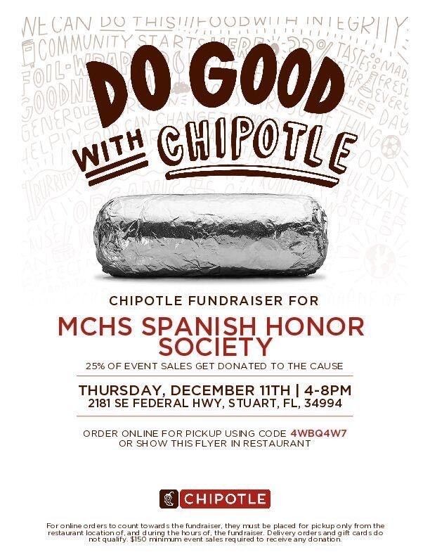 Support MCHS Spanish Honor Society at Chipotle!