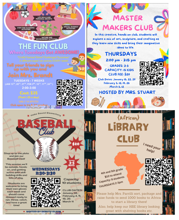 Clubs for quarter 3 - it is best to visit the PTA website for details