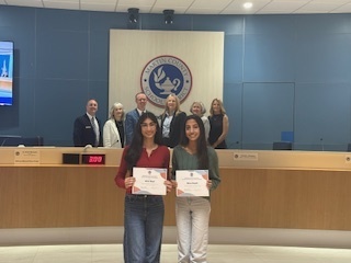 2026 Martin County Sunshine State Scholar Representative: Aria Kaul, South Fork High School  and 2026 Martin County Sunshine State Scholar Alternate: Nina Goyal, Martin County High School