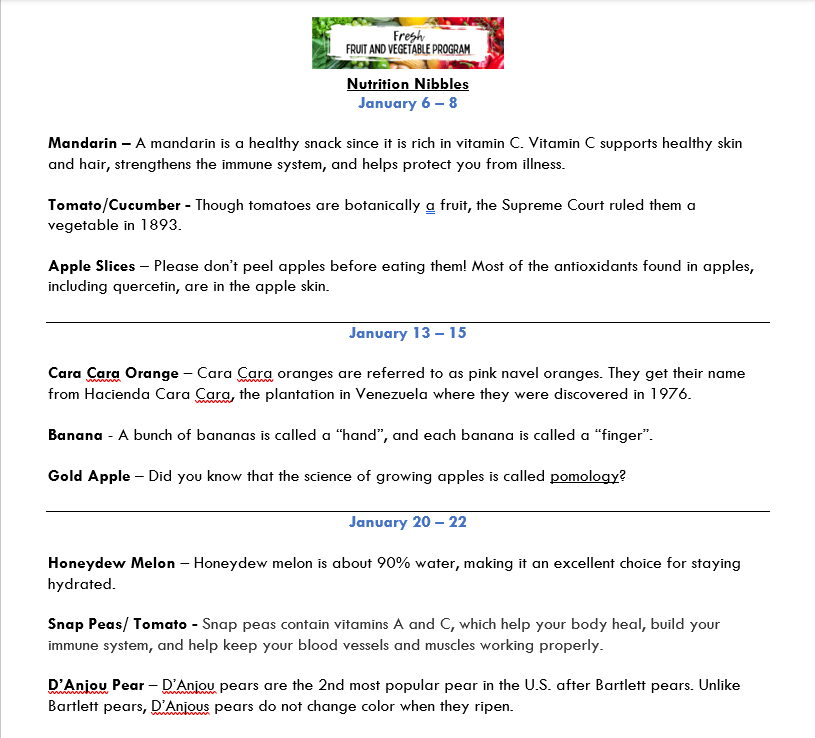FFVP Nutrition Nibbles Jan 6-22