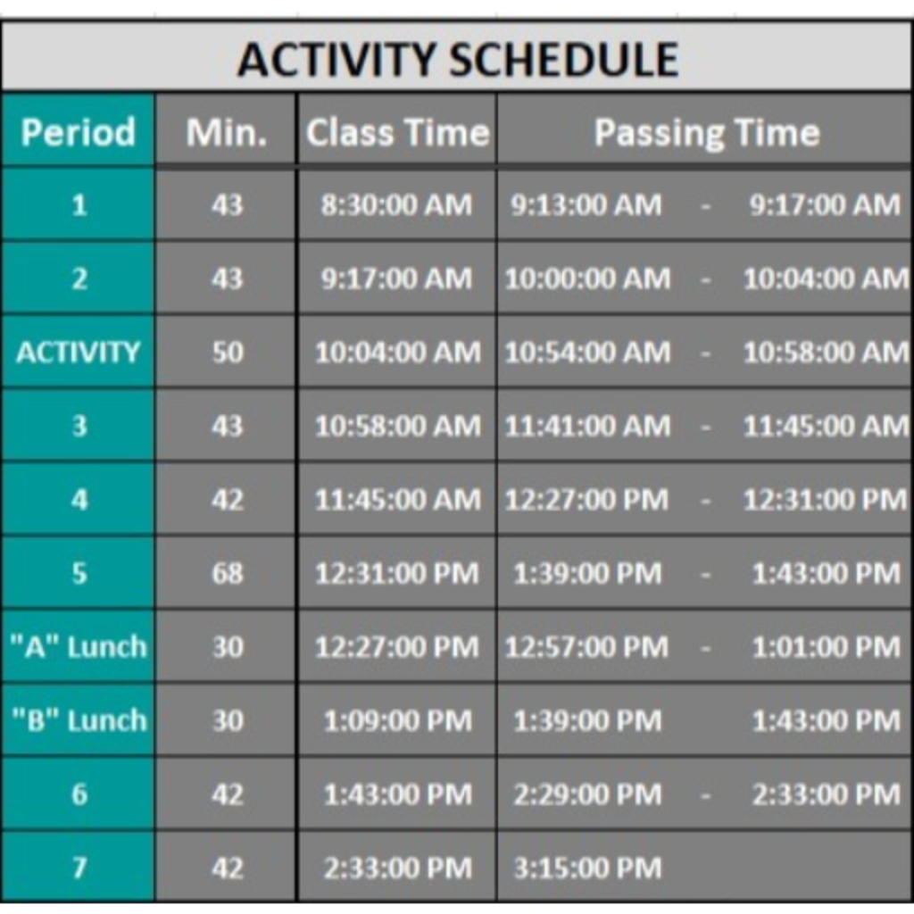 JBHS Activity Schedule