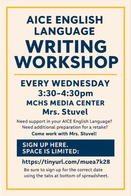 AICE English Language Writing Workshop @MCHS