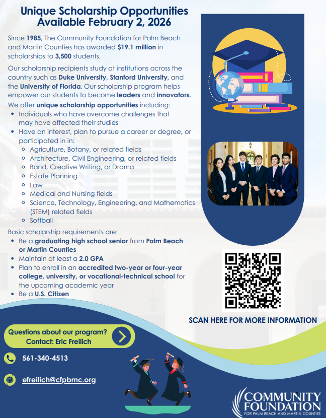 Community Foundation for Palm Beach and Martin Counties Scholarship Opportunities