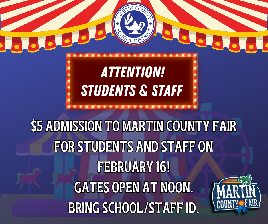 Discount to Martin County Fair for students and staff