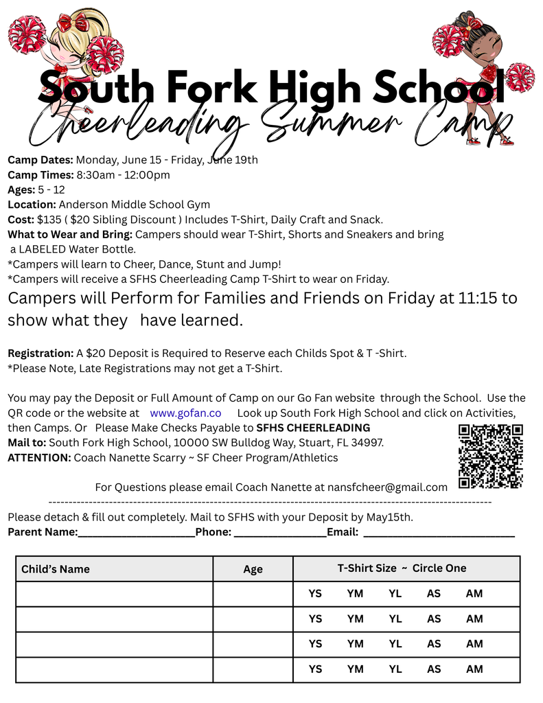 SFHS Cheerleading camp