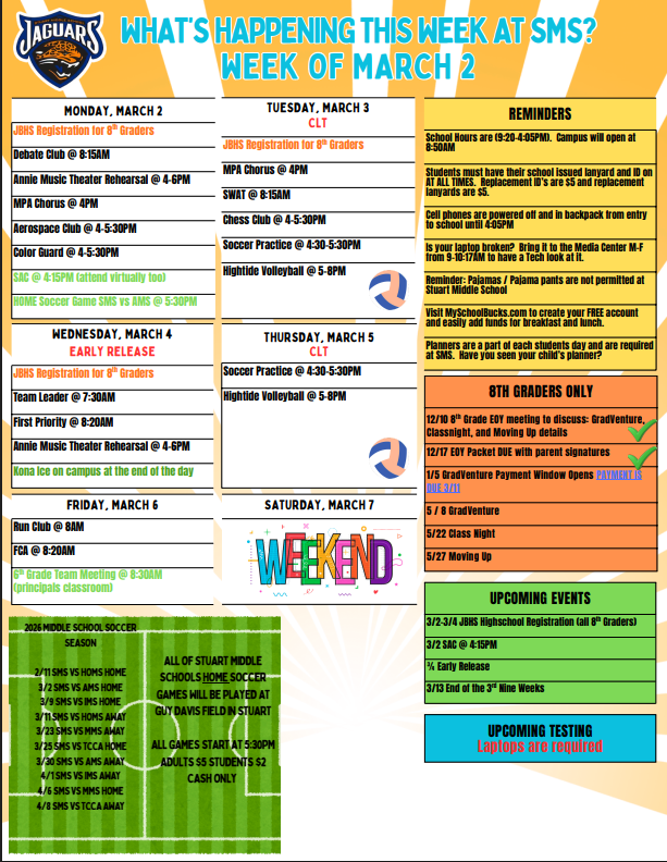 SMS Events March 2, 2026