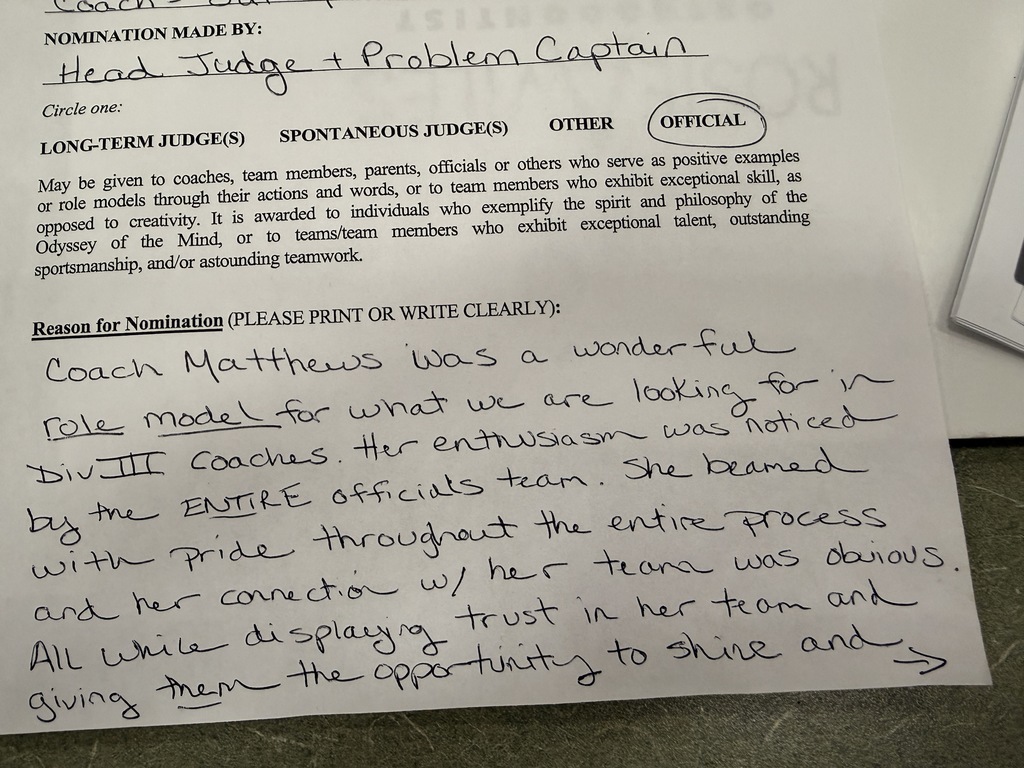 MCHS TIGERS TAKE FIRST PLACE at ODYSSEY OF THE MIND!