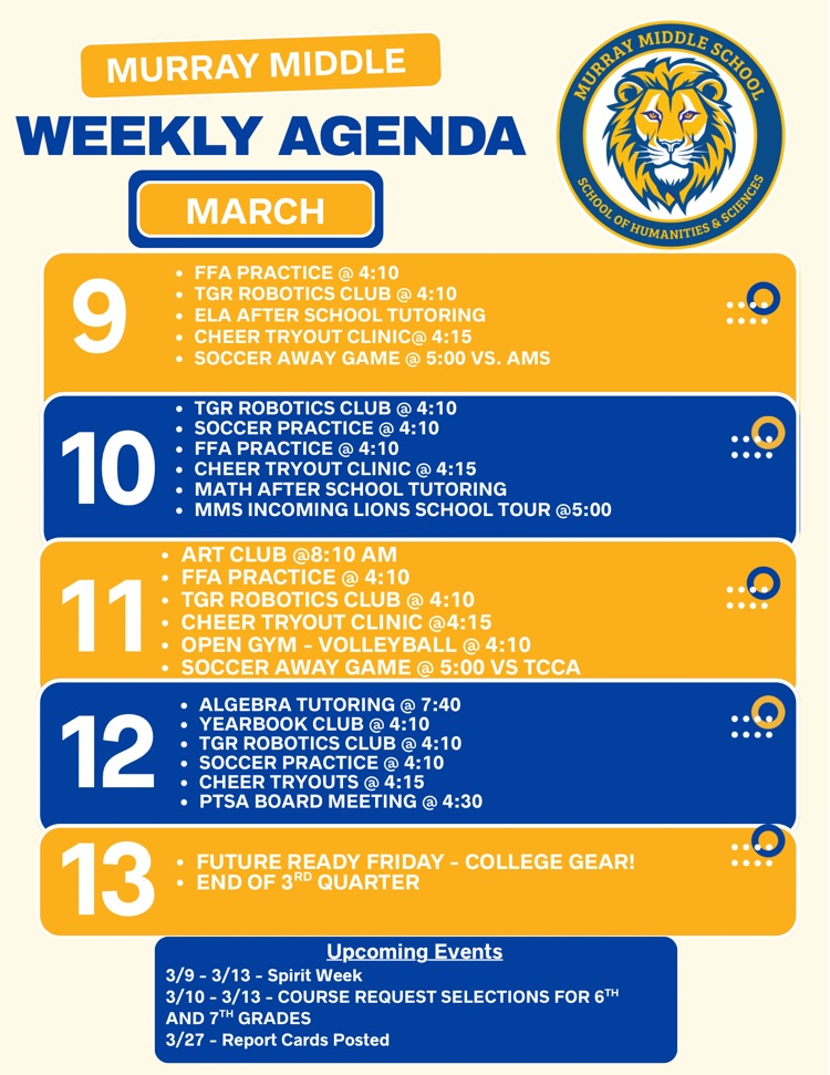 MMS Weekly Agenda