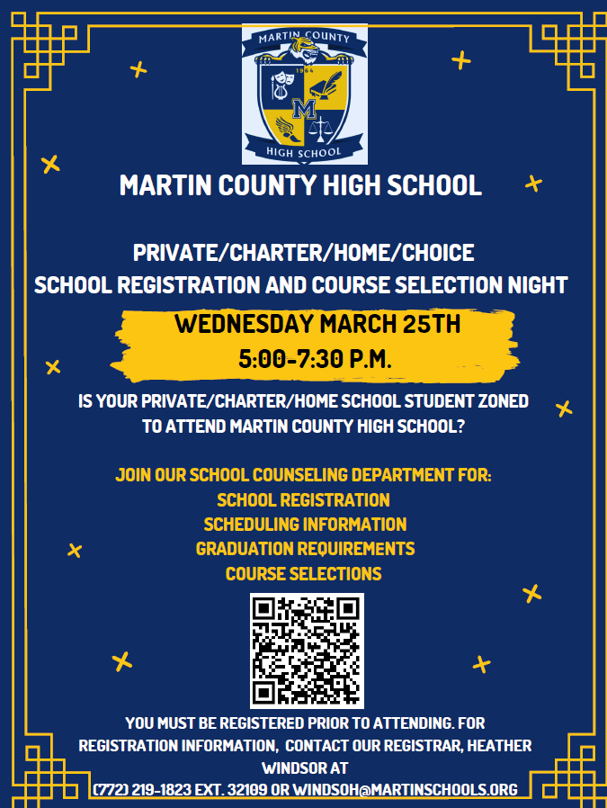 MCHS Private/Charter/Home/Choice School Registration & Course Selection Night