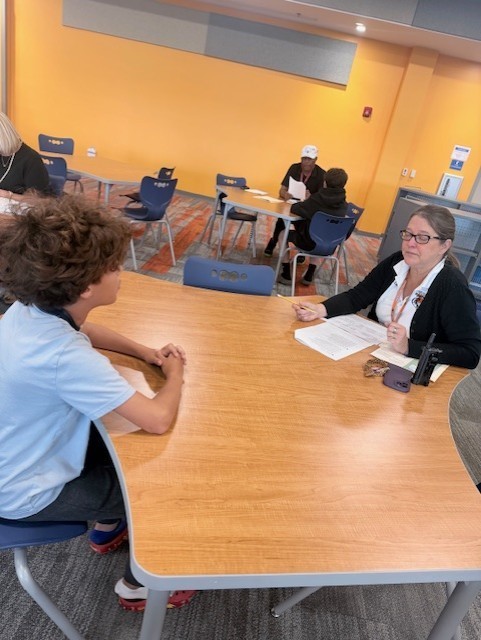 Student participating in mock interviews. 