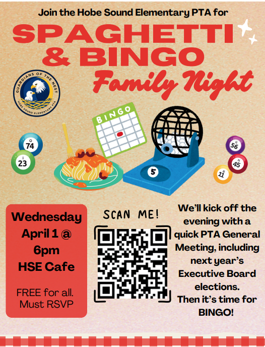 HSE PTA Spaghetti Night RSVP flier