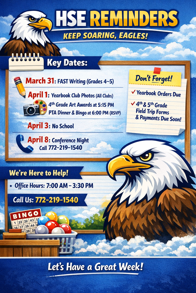 HSE Important Dates for the week of March 30th