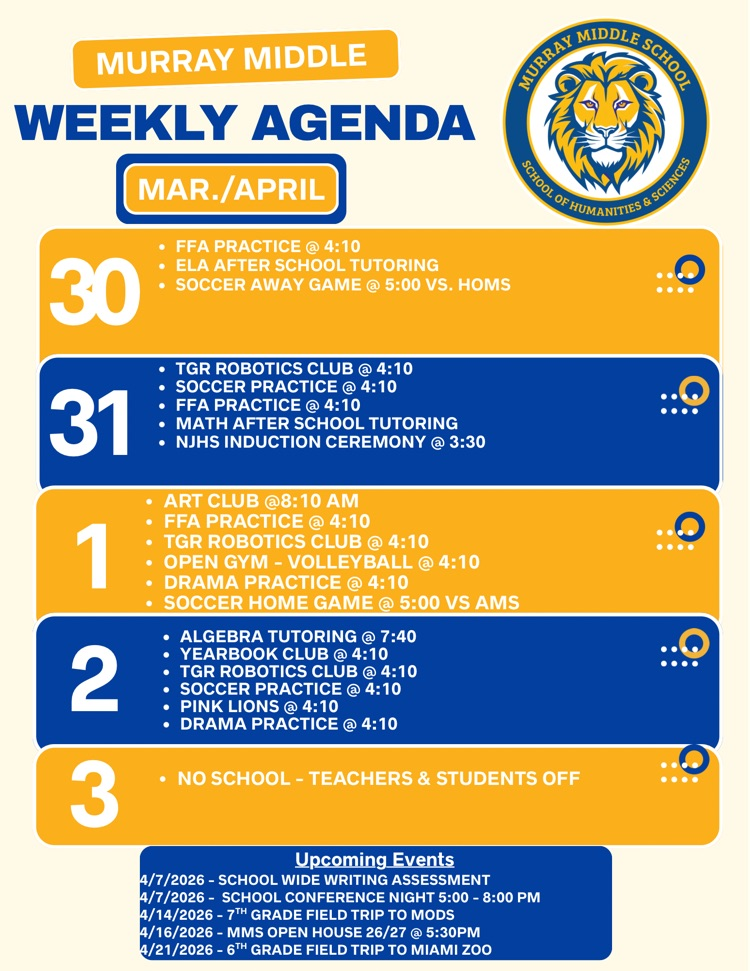 updated weekly agenda 