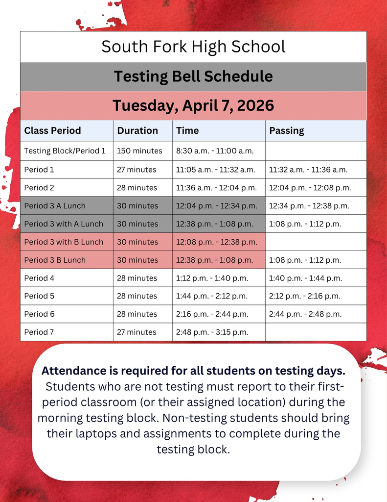 testing bell schedule