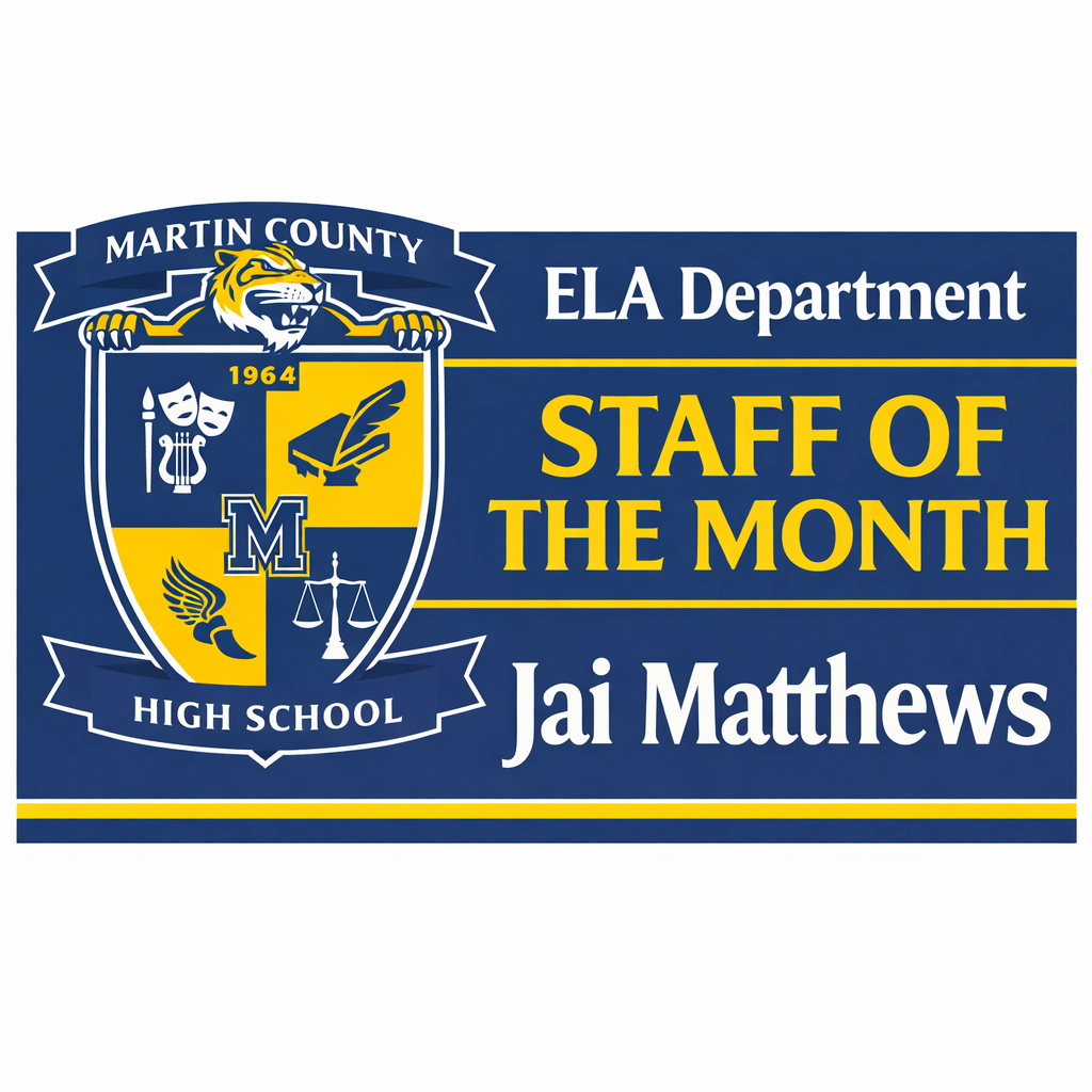 MCHS ELA Department Staff of the Month - Jai Matthews