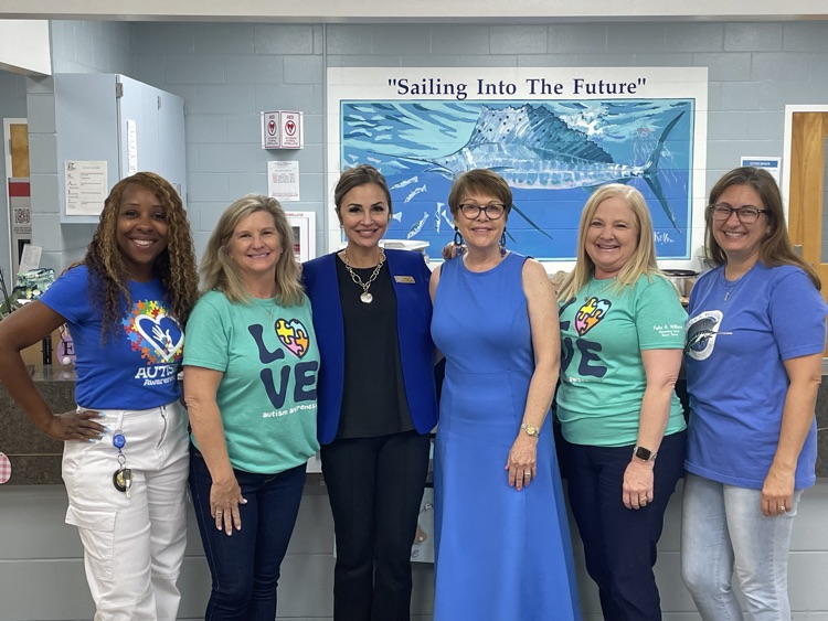 staff dressed in blue for world autism awareness 