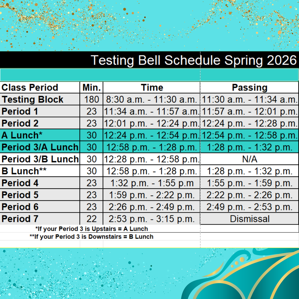 JBHS Writing Bell Schedule 2026