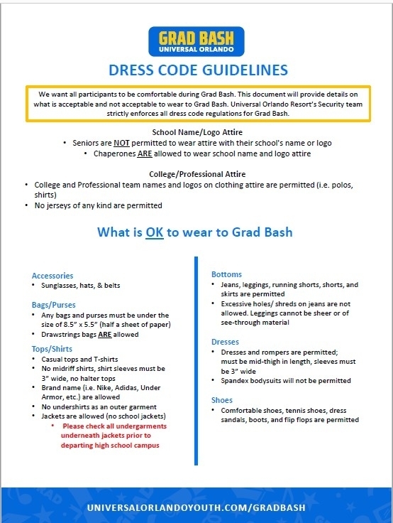 Grad Bash Dress Code