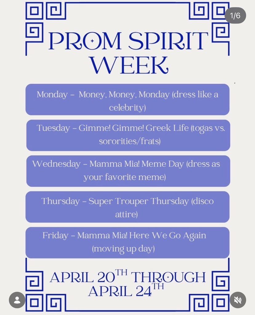 Prom Spirit Week Theme Days