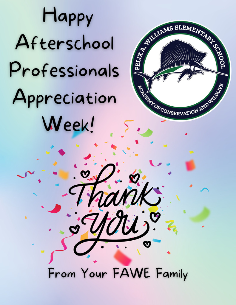 Happy Afterschool Professionals Appreciation Week to our amazing FAWE Extended Day team! 💙 Thank you for the care and positivity you bring to our students each day. You create a fun, welcoming environment where kids can relax, play, and enjoy their afternoons.

We also appreciate the support you provide to our families through the care and consistency you offer. Your hard work and dedication do not go unnoticed—thank you for all you do!

