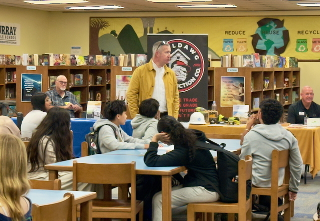 Mr. Beasley and 8th grade at Career Expo