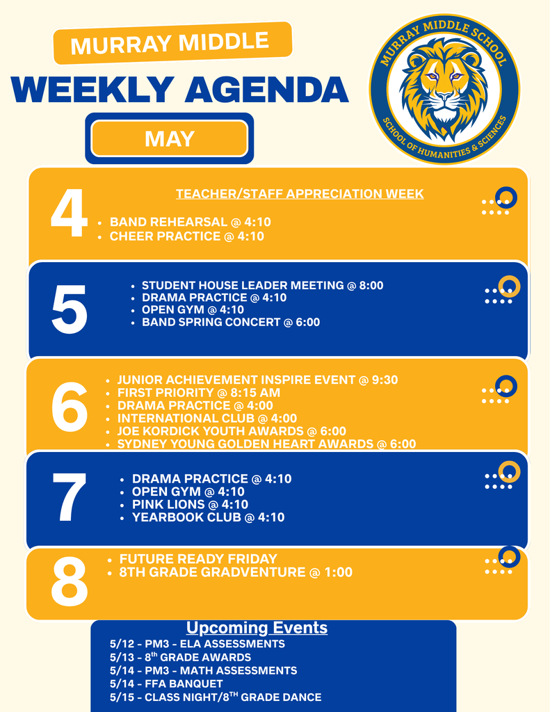 MMS Weekly Agenda May 4 - May 8, 2026