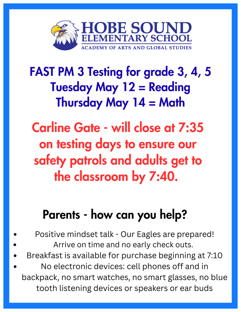 State testing reminders