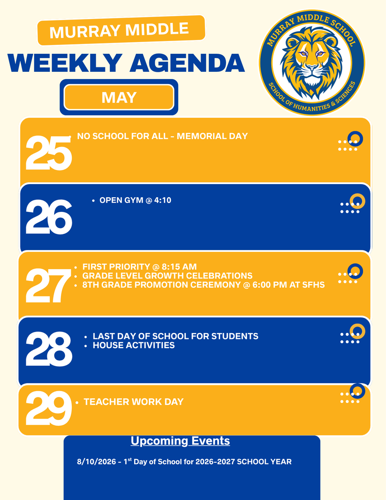 MMS Agenda May 25 to May 29