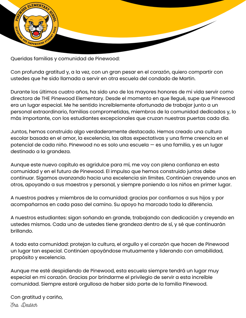Letter to Parents Spanish