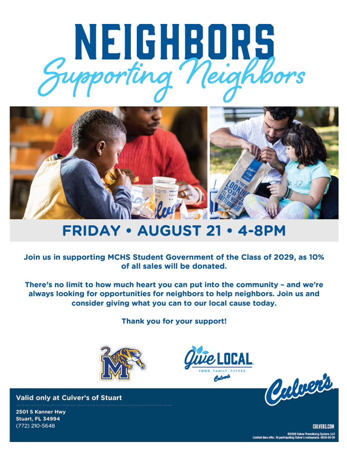 MCHS Class of 2029 Culver's Fundraiser