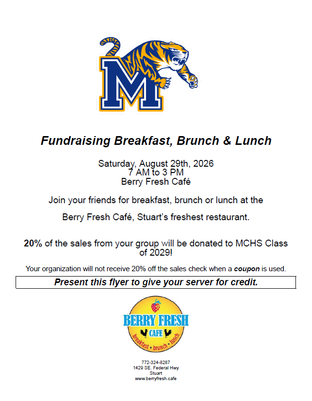 MCHS Fundraising Breakfast, Brunch & Lunch at Berry Fresh Cafe