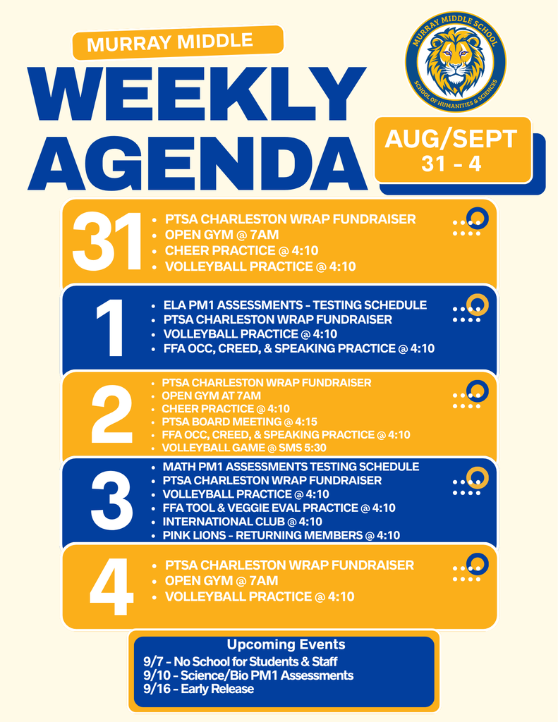 Weekly agenda
