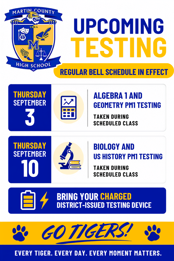 Upcoming PM1 Testing at MCHS