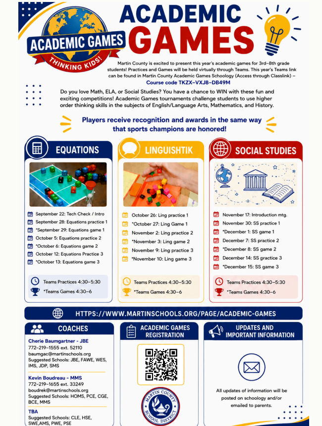 Academic Games Registration & Information Flyer