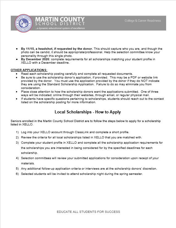 JBHS Scholarship Spreadsheet & Timeline 2026-2027