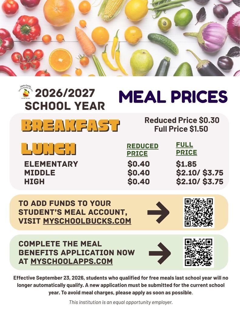2026-2027 MCSD Meal Prices