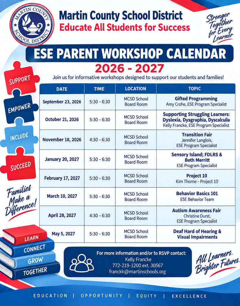 ESE Parent Workshop Calendar