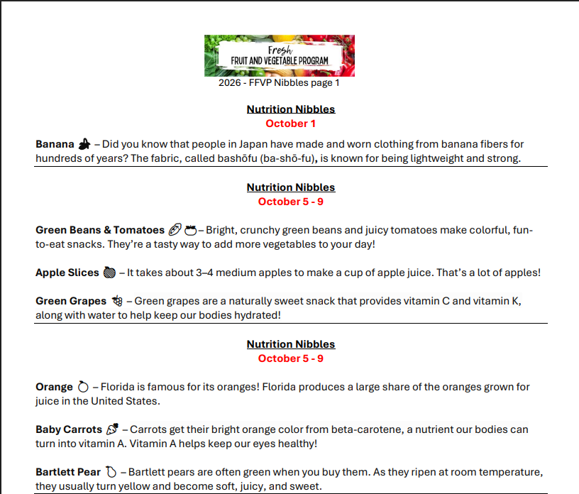 FFVP Nutrition Nibbles Oct 1-9 2026