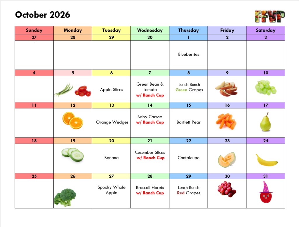 FFVP October 2026 calendar