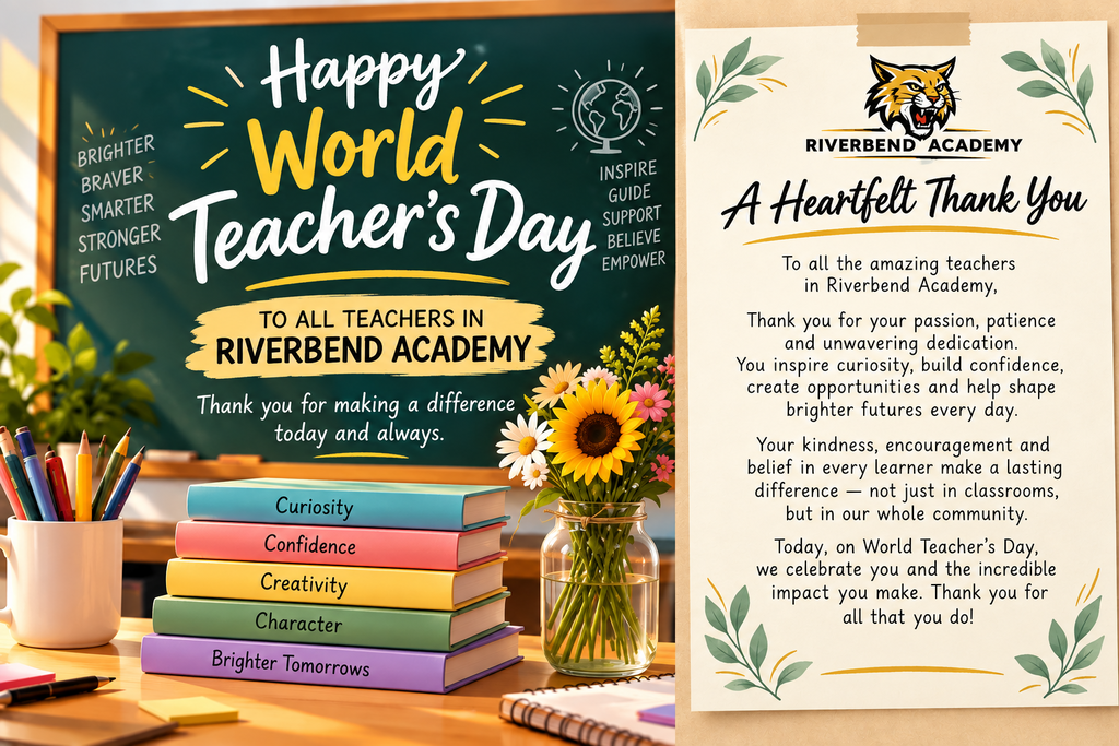 Image consists of a green board saying Happy World Teacher's Day. A Vase filled with assorted flowers, books and pencils are on the table. A beautiful note to all dedicated teacher's is also added.
