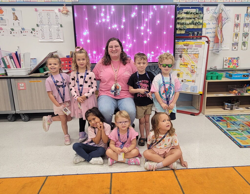 MCSD  students and employees wearing pink for Breast Cancer Awareness Month
