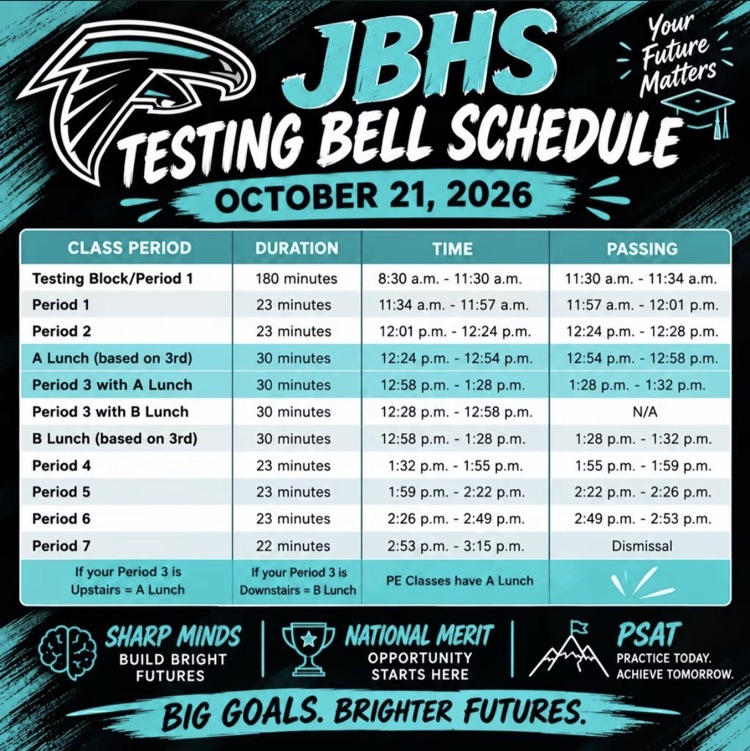JBHS PSAT Testing Schedule 2026