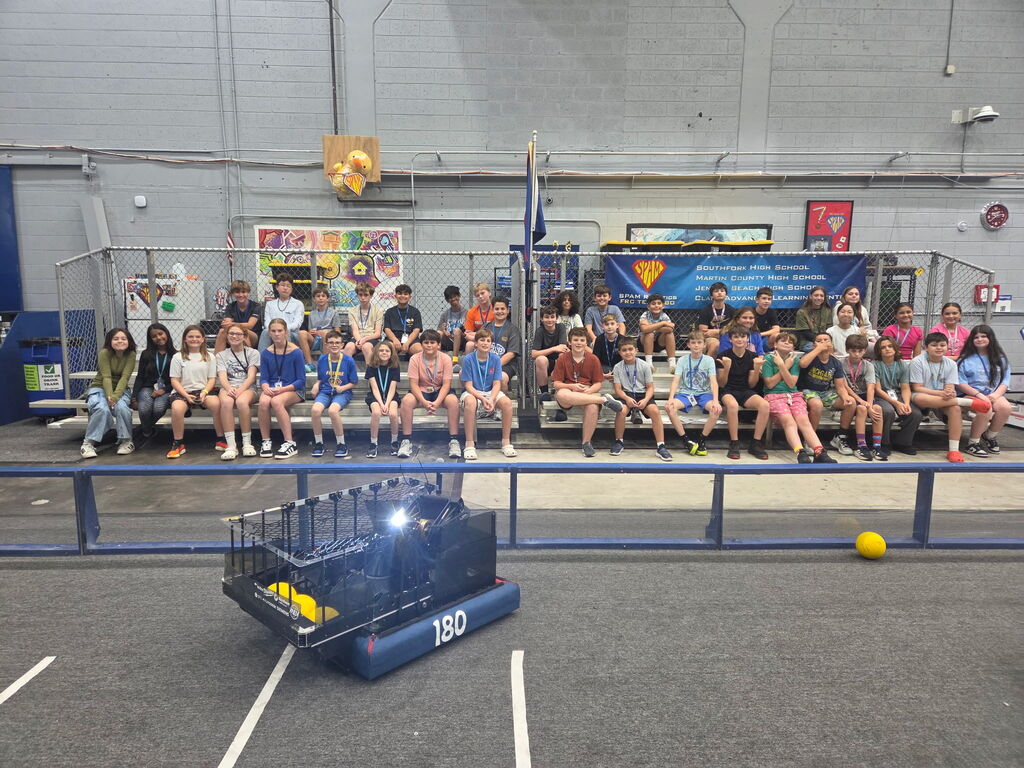 MCSD Students from SeaWind and Hidden Oaks exploring STEM at the S.P.A.M. Robotics Center at the School District Office